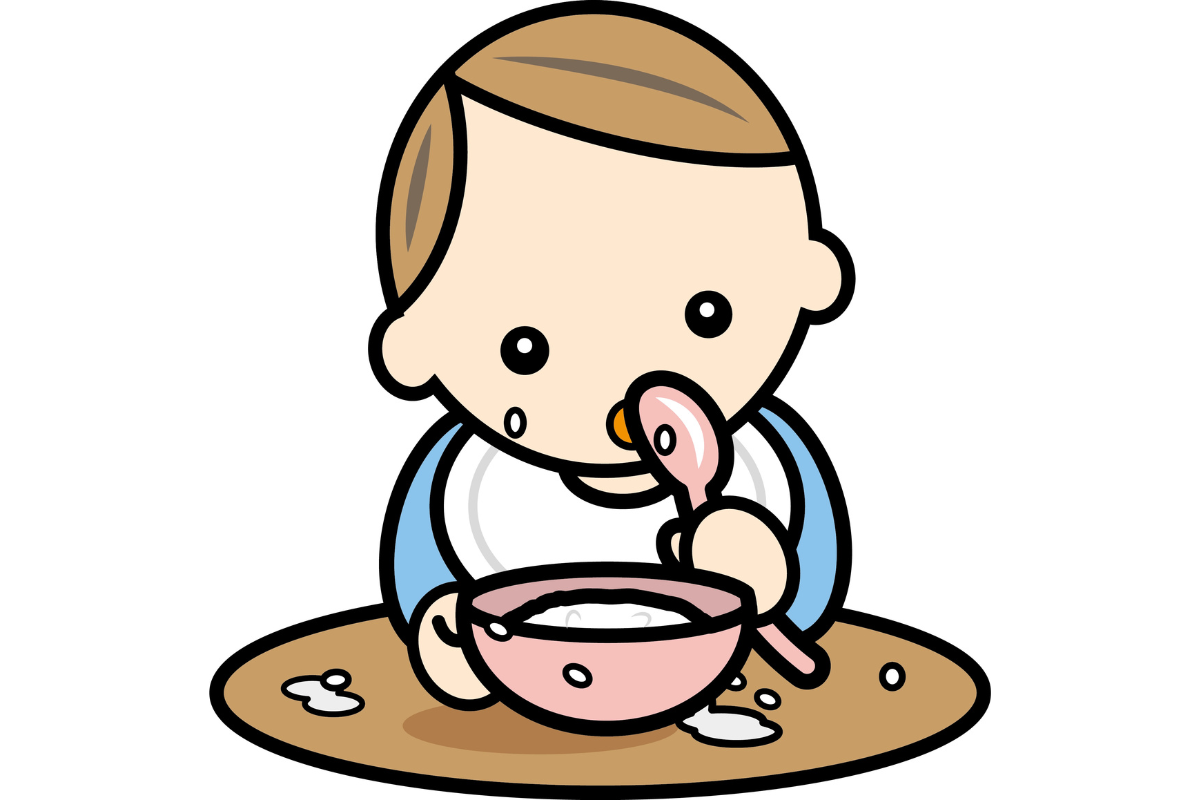 A baby feeding themself instead of being fed in Texas.