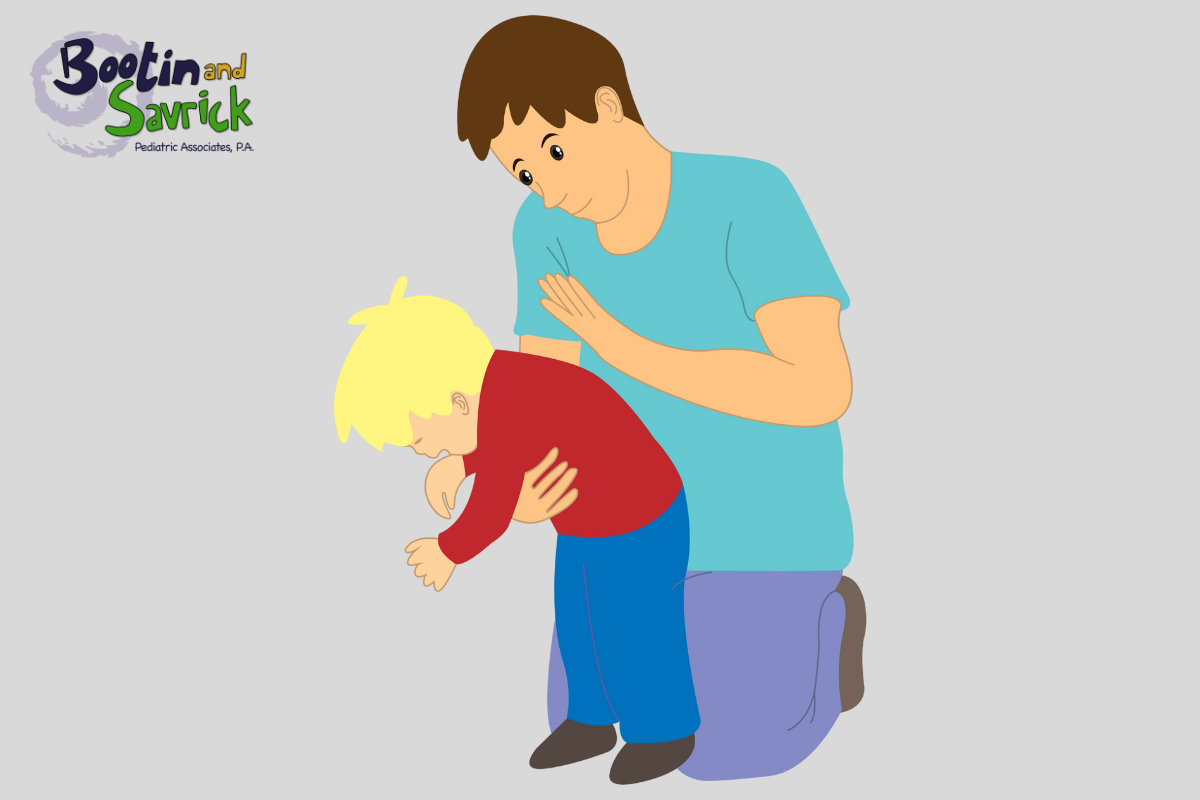 A father performing first aid to help save his choking child in Houston, Texas.