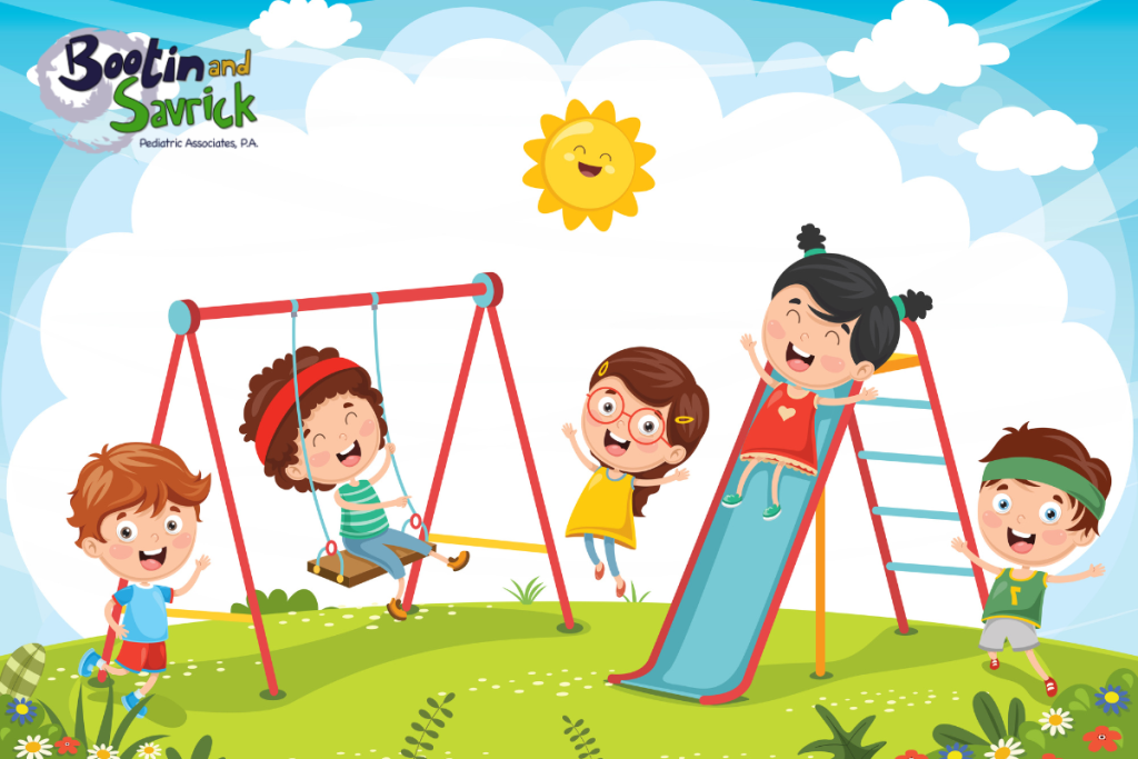 Children playing together and having fun at the playground in Texas.